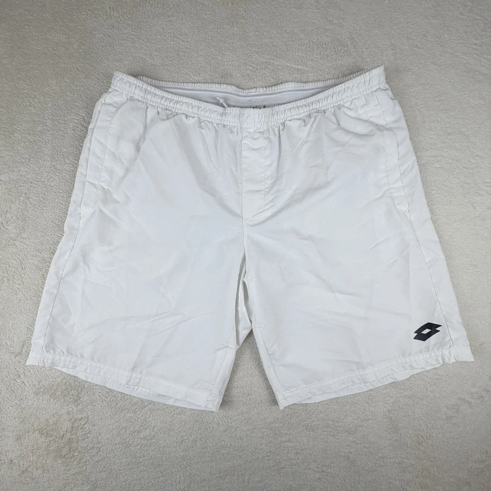 Lotto White Athletic Shorts Men's L‎ Soccer Training Mesh Lined Drawstring